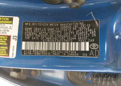 2010 Toyota Corolla S from USA, damaged, VIN 2T1BU4EE3AC478073